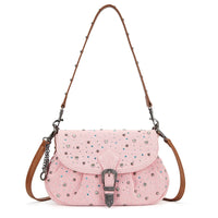 Wrangler Rhinestone Denim Flap Crossbody Shoulder Bag