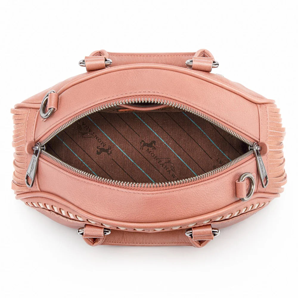 Montana West Tooled Floral Fringe Dome Satchel Bag