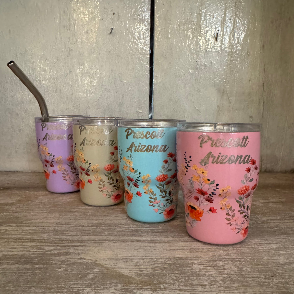 Mini Stainless Steel Floral Tumbler 2oz.