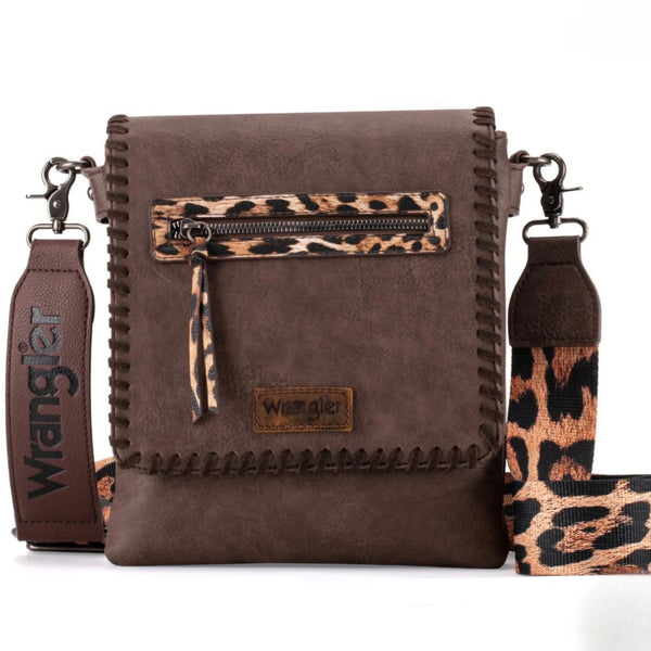 Wrangler Whipstitch Leopard Print Crossbody