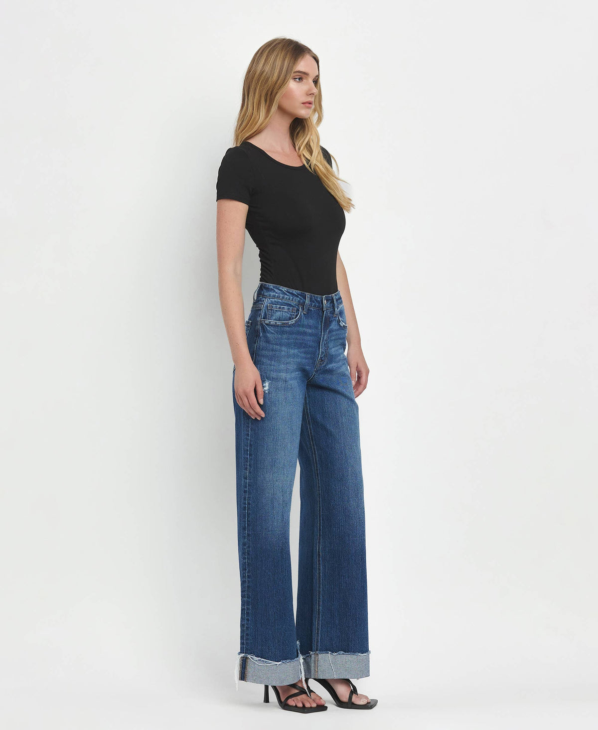 Kris Brilliance Super High Rise Cuffed Baggy Wide Leg Jeans