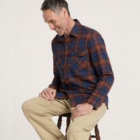 MEN'S PENDLETON PLAID BURNSIDE COTTON FLANNEL SHIRT-NAVY/BRICK PLAID