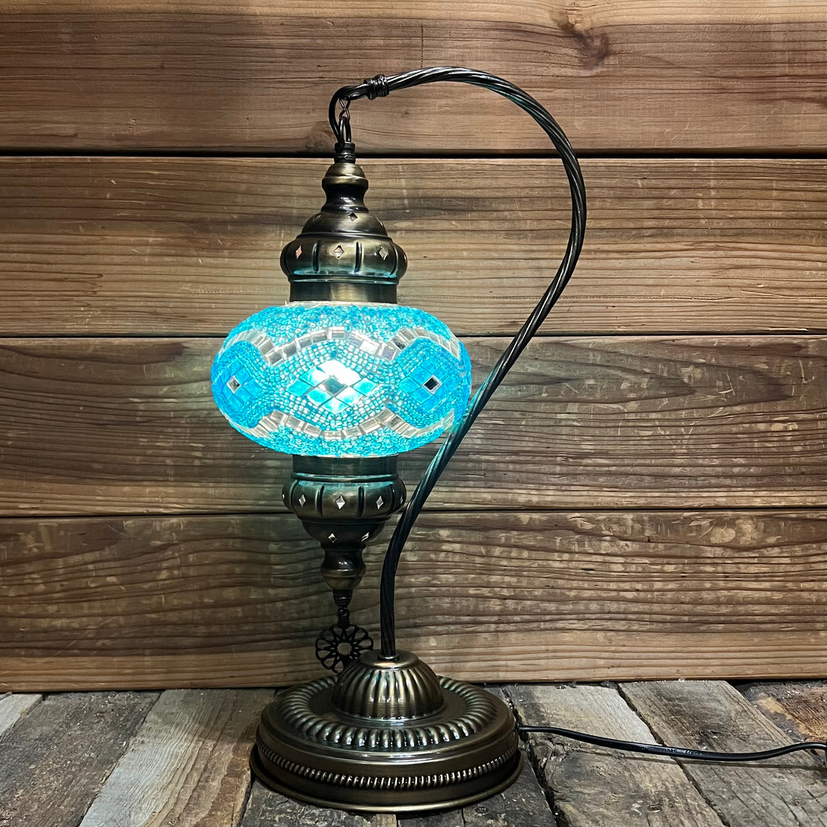 Handmade Half a Heart Turkish Lamps - Light Blue
