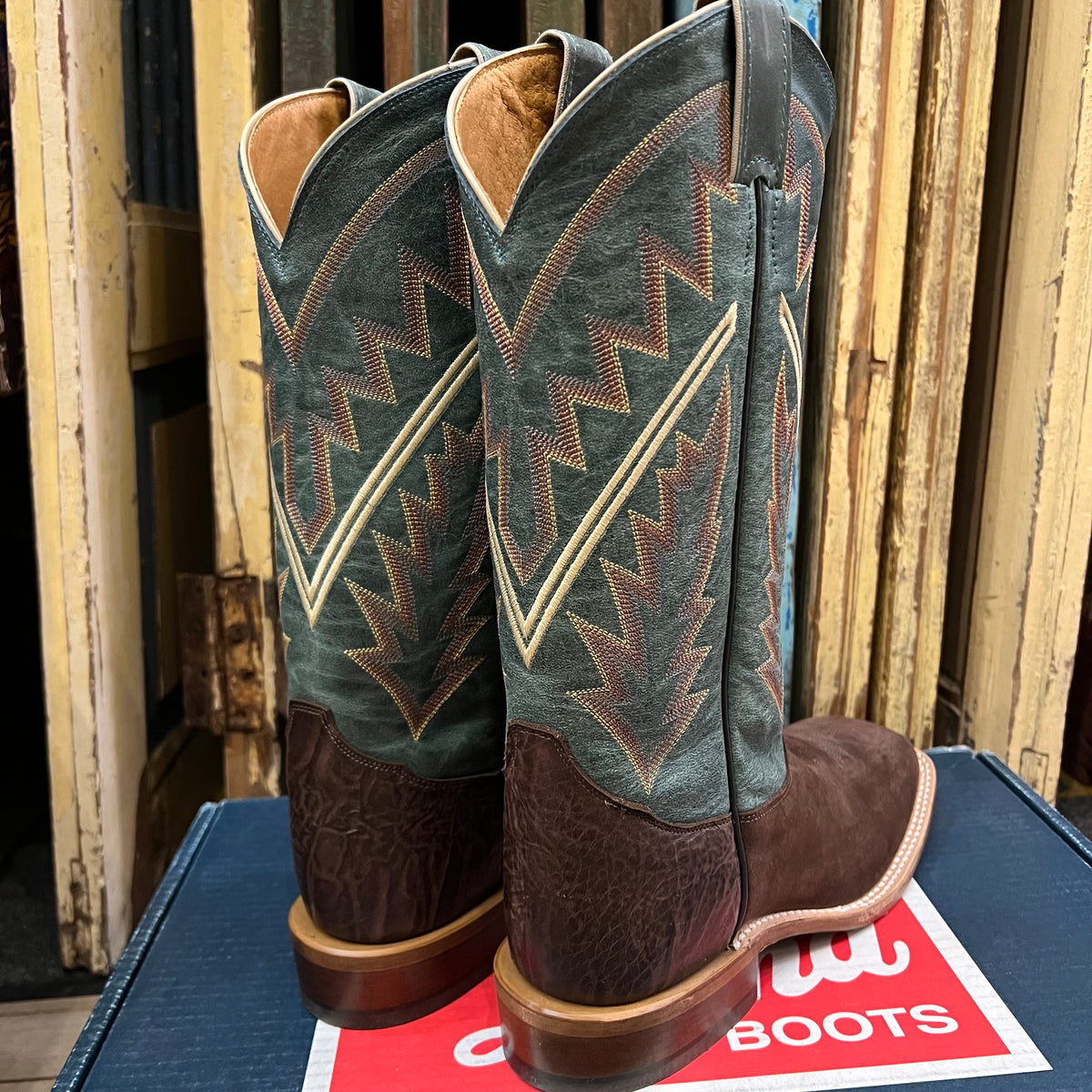 Men’s Tony Lama Chocolate Suede Square Toe Boots-Size 8D