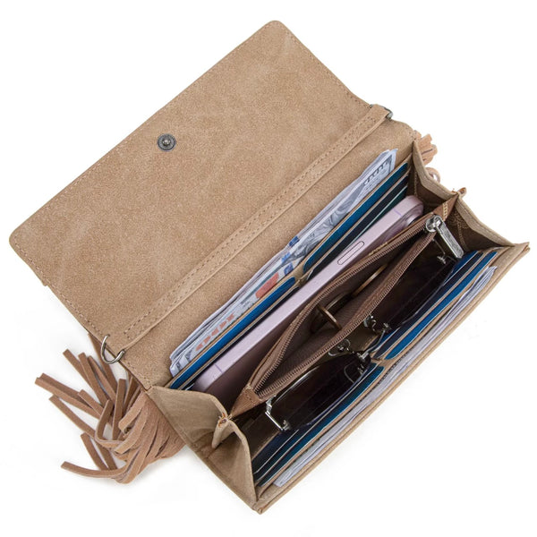 Wrangler Aztec Embroidered Fringe Wallet/Crossbody