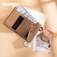 Wrangler Tri-Fold Wallet with Keyring Pom Pom