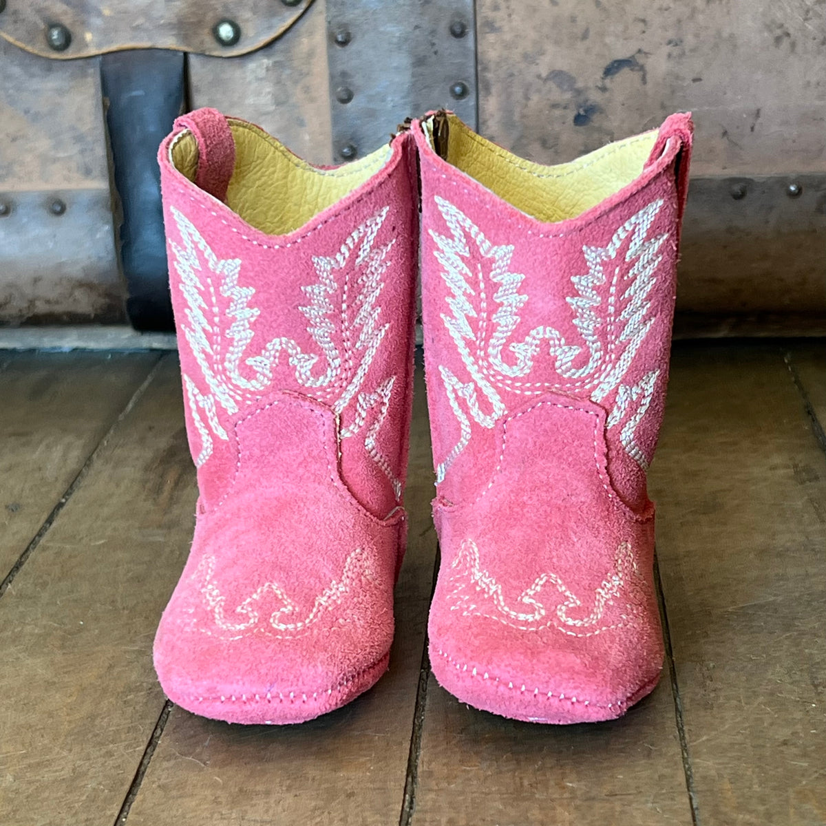 Pink Suede Infant Cowgirl Booties