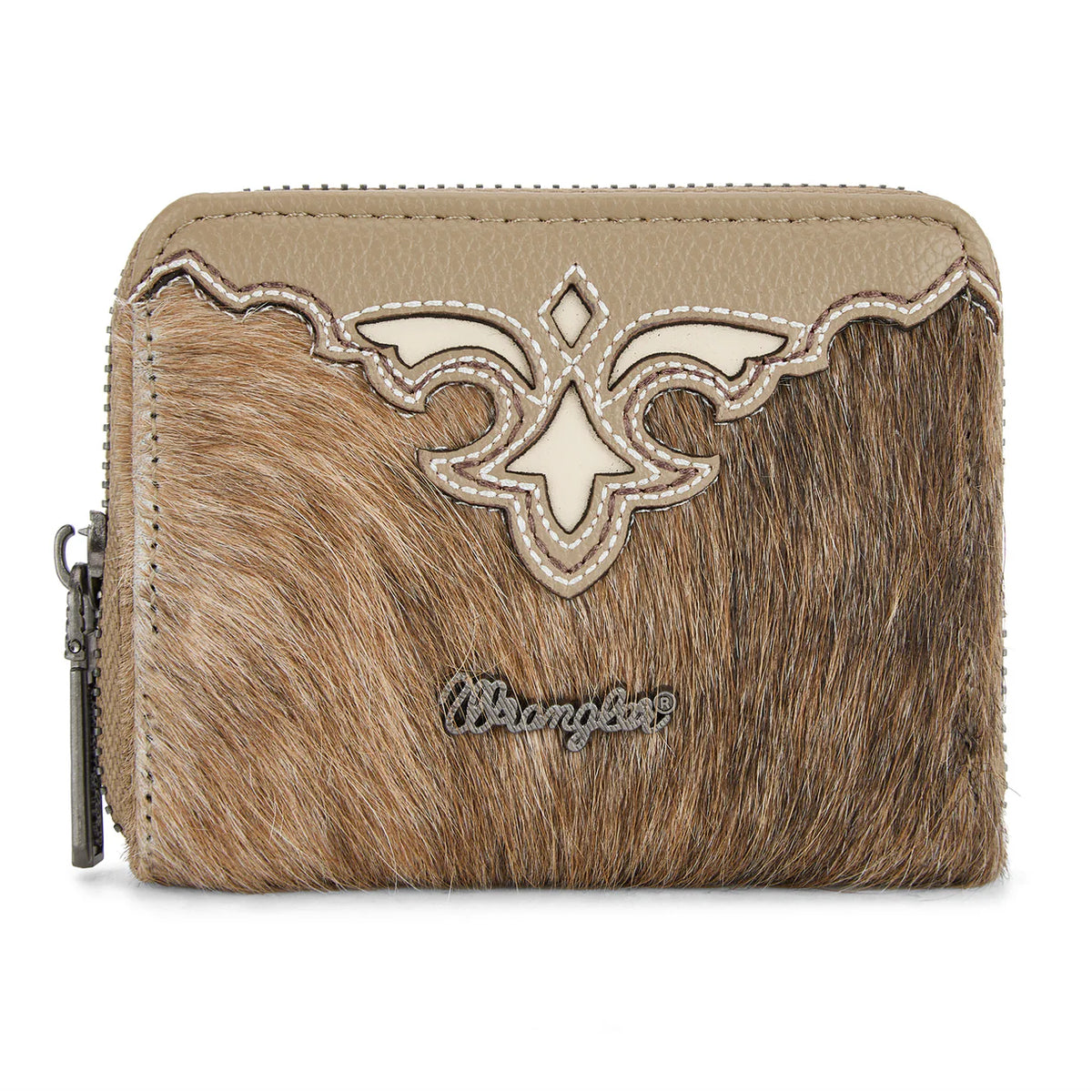 Wrangler Genuine Hair-On Cowhide Zip-Around Wallet