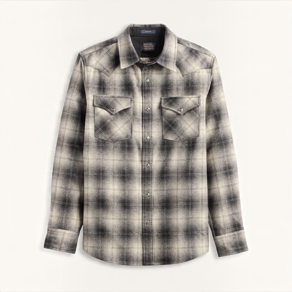 Men’s Pendleton Plaid Snap-Front Western Canyon Shirt - Charcoal Ombré
