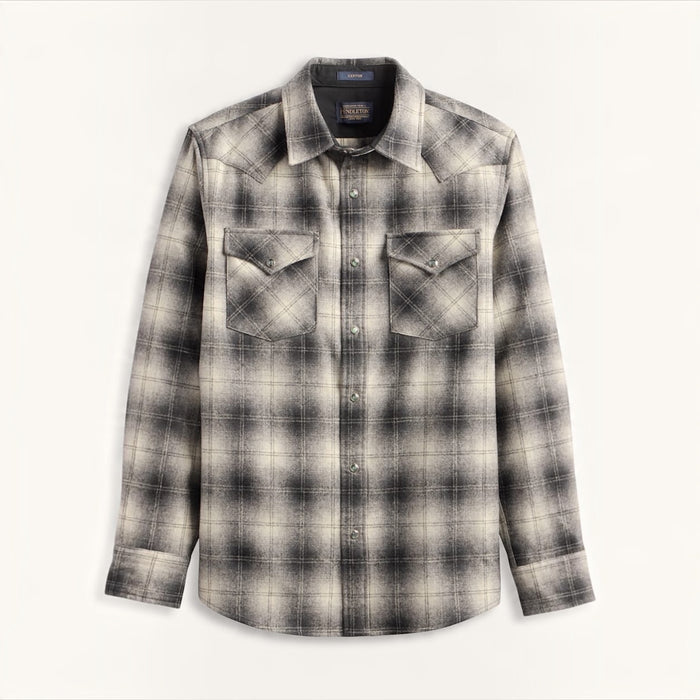 Men’s Pendleton Plaid Snap-Front Western Canyon Shirt - Charcoal Ombré