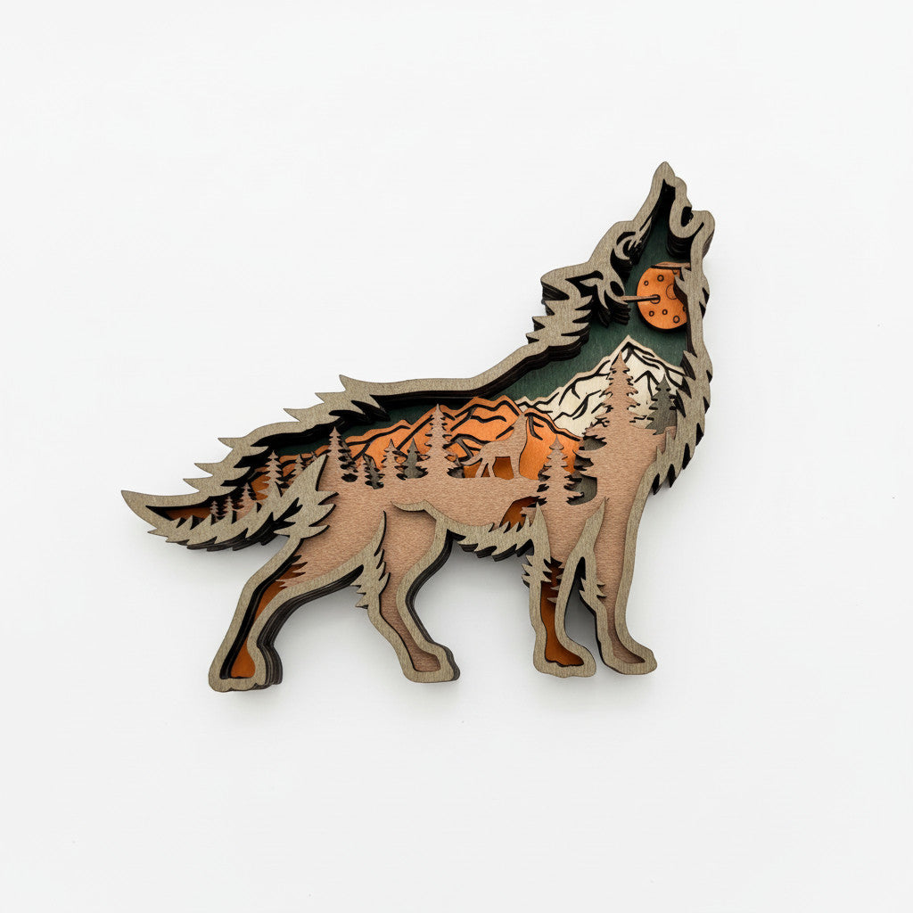 Wolf – Handcrafted Layered Wood Art