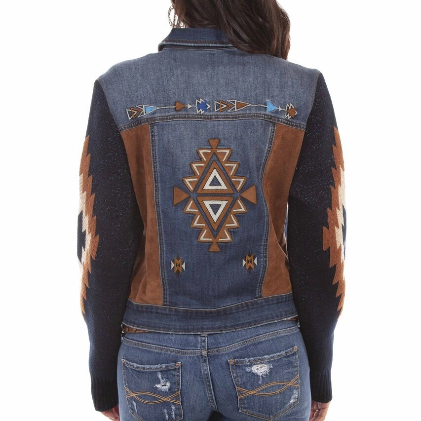 Scully Aztec Embroidered Denim Jacket