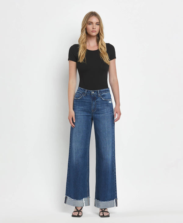 Kris Brilliance Super High Rise Cuffed Baggy Wide Leg Jeans