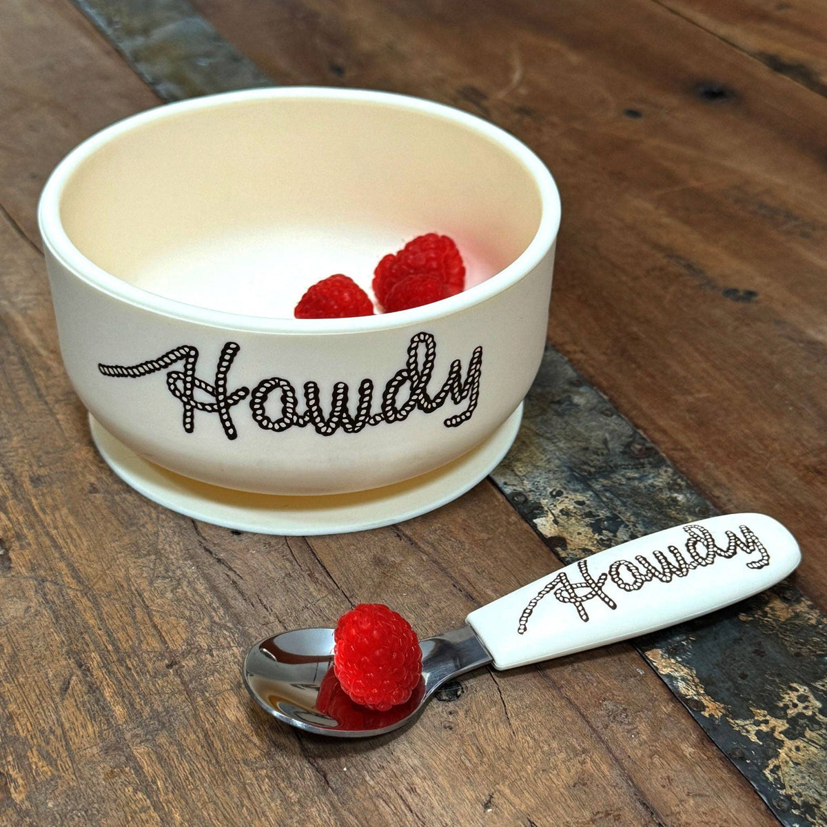Howdy Fresh & Messy Silicone Suction Bowl & Spoon Set