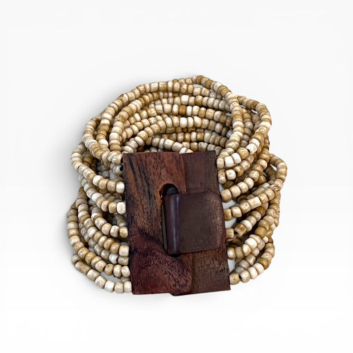 Pewter Wood Buckle Bracelet