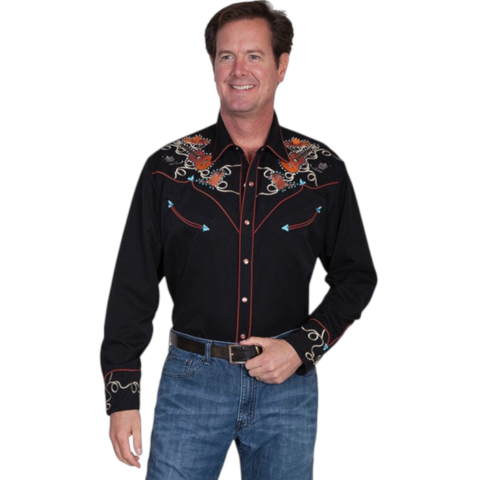 Scully Men’s Embroidered Guitar Snap Front Shirt