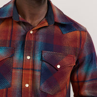 Men’s Pendleton Plaid Snap-Front Western Canyon Shirt - Maroon/Teal