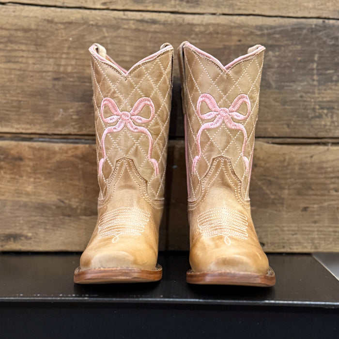 Girls’ Sand Boots Featuring Pink Bow Embroidery