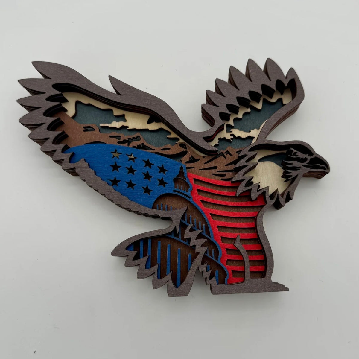 USA Eagle Layered Wood Art