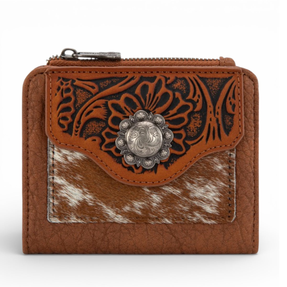 Hair-On Cowhide Tooled Wallet