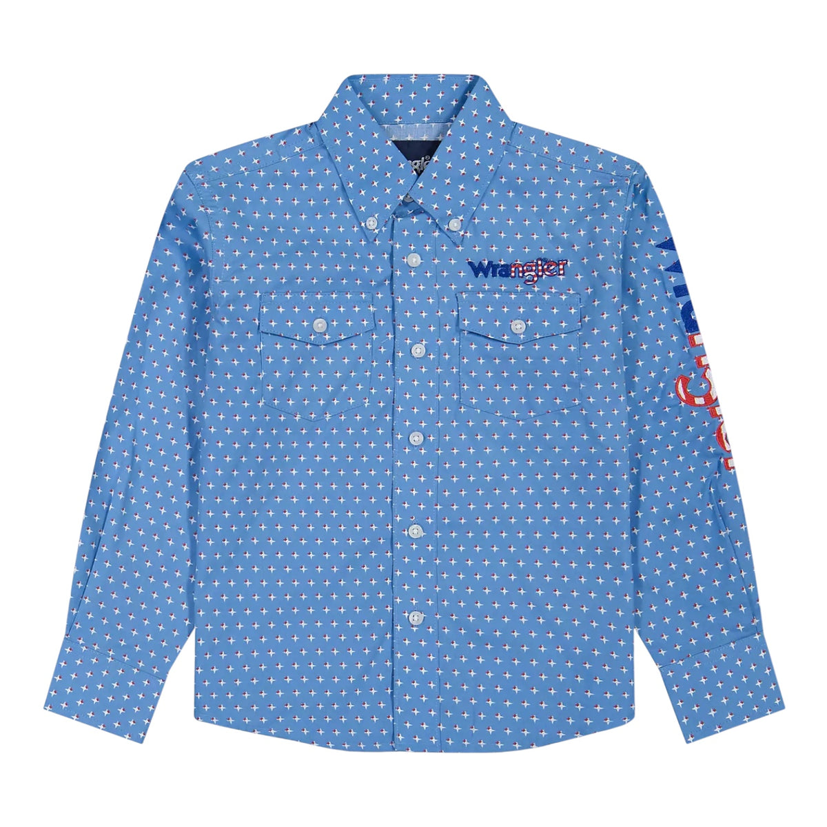 Boys Wrangler Logo Long Sleeve Western Snap Shirt