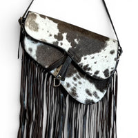 Genuine Cowhide Fringe Saddle Bag