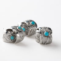 Native American Stamped Sterling Silver Turquoise Huggie Earrings