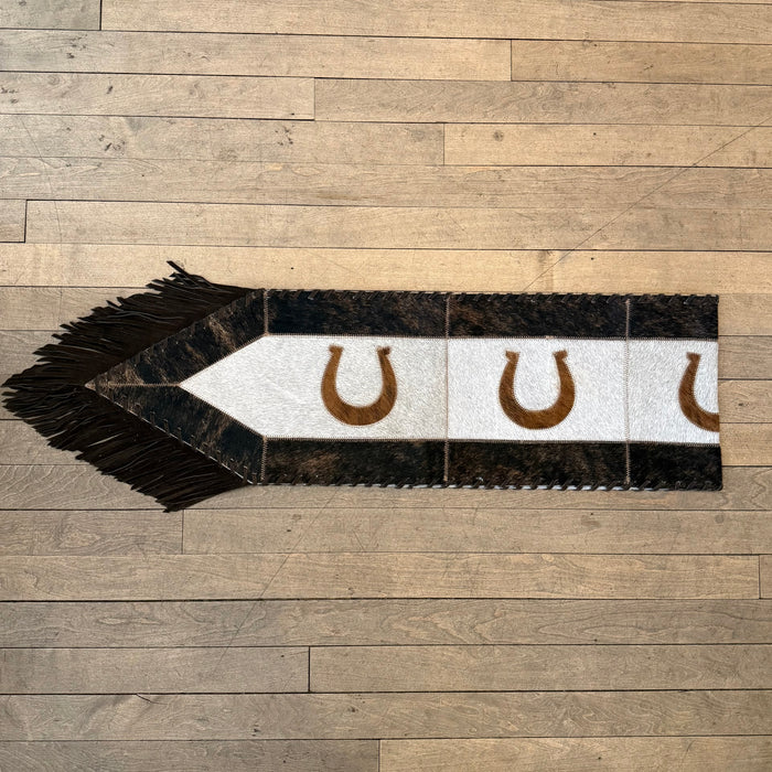 Medium Cowhide Table Runner - Horseshoe