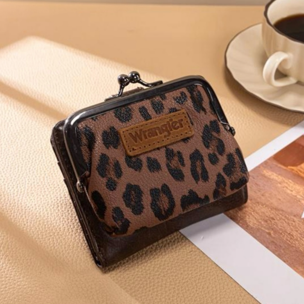 Leopard Print Bi-Fold Wallet With Coin Purse