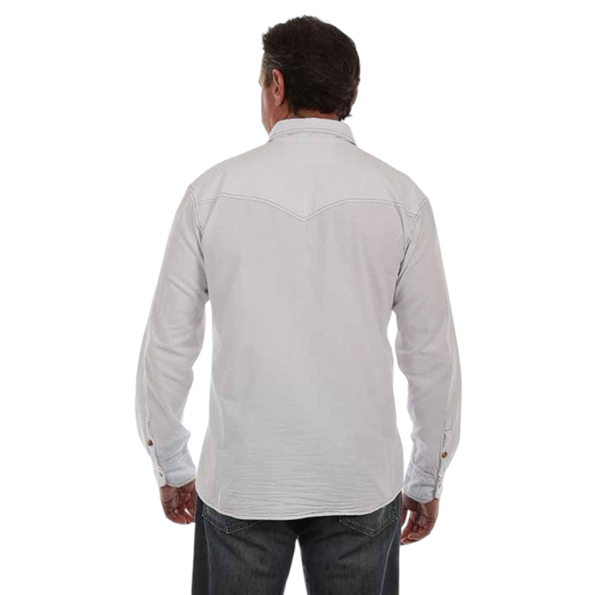 Scully Men’s Western Contrast Stitching White