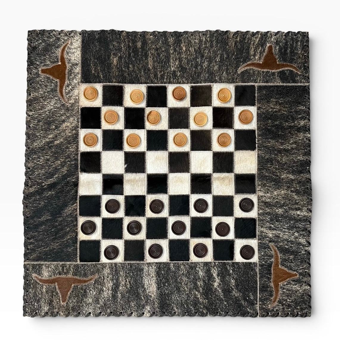 Genuine Cowhide Checkers Board with Longhorn Inlay (Copy)