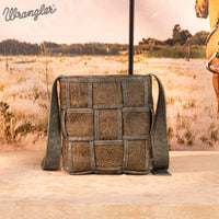 Wrangler Woven Tooled Grid Panel Crossbody Bag