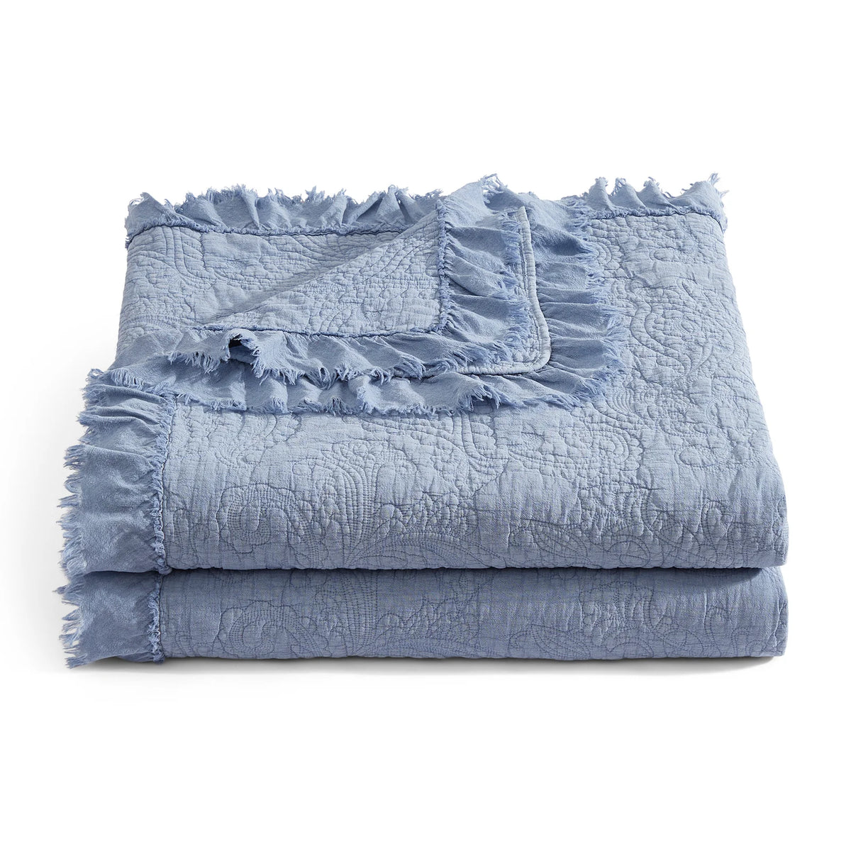 Sadie Stonewashed Paisley Ruffled Lightweight Quilt Set