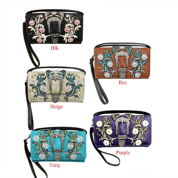 Colorful Flower Print Tri-fold Wallet