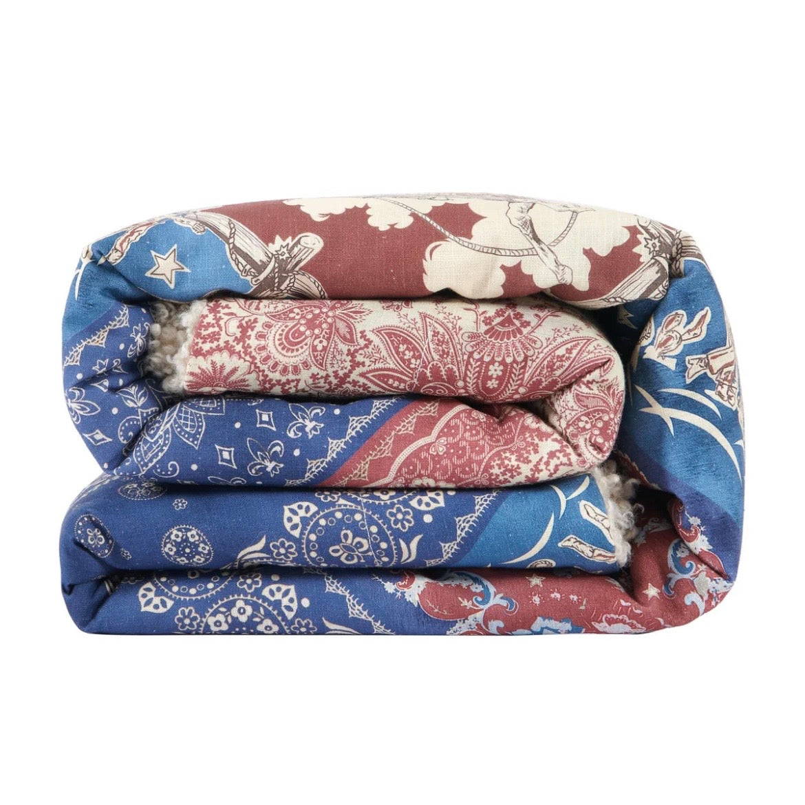 Patchwork Bandana Teddy-Backed Throw