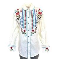 Women’s Ivory Boho Serape Western Rockmount Shirt