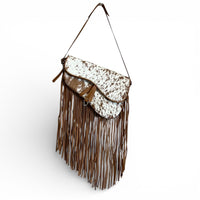 Genuine Cowhide Fringe Saddle Bag