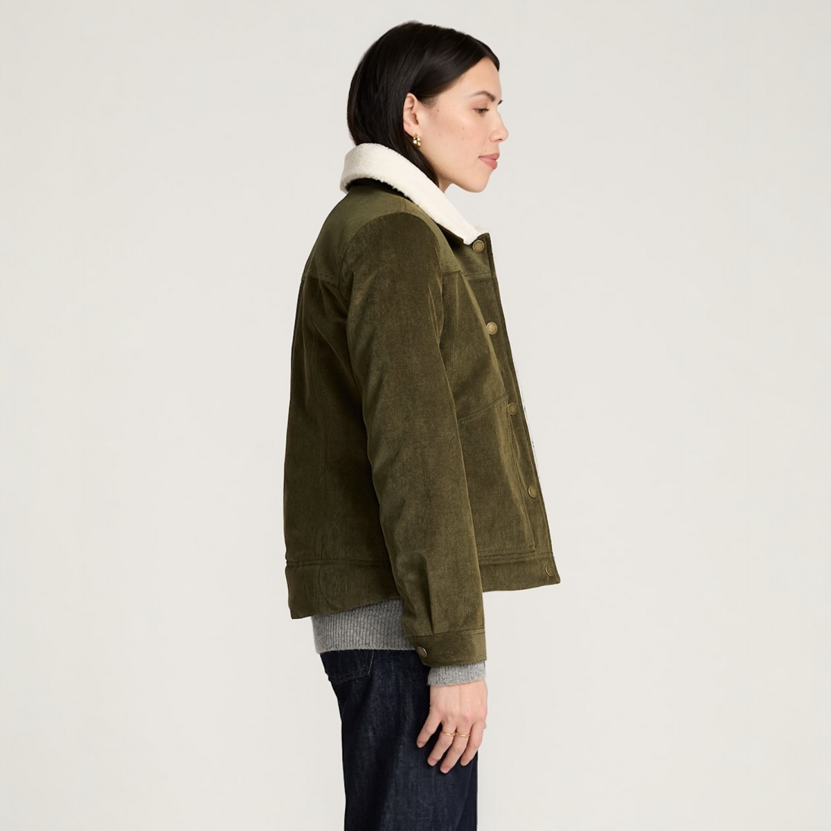 WOMEN'S PENDLETON WIND RIVER CORDUROY TRUCKER JACKET-DARK OLIVE