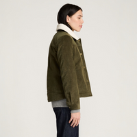 WOMEN'S PENDLETON WIND RIVER CORDUROY TRUCKER JACKET-DARK OLIVE