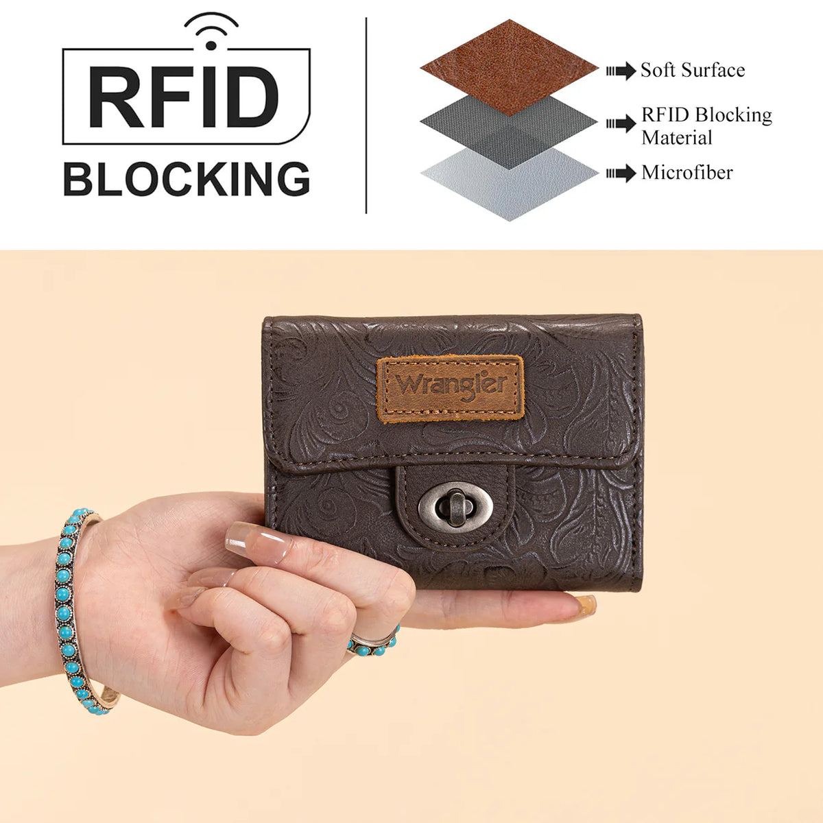 Wrangler Floral Embossed Trifold Wallet