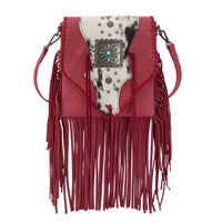 Trinity Ranch Fringe Hair-On Cowhide Crossbody Red