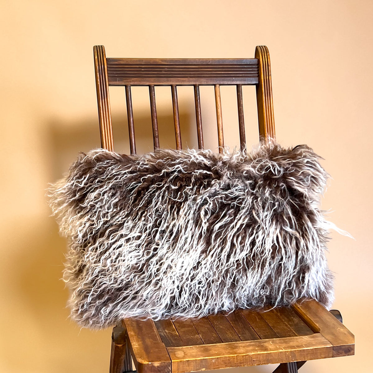 Tibetan Lamb Fur Pillow - Chocolate