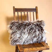 Tibetan Lamb Fur Pillow - Chocolate