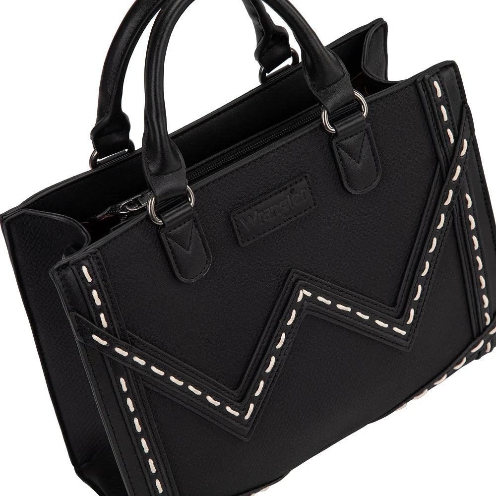 Wrangler Contrast Stitch Chevron Hobo Tote Bag