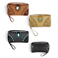 CowHide With Turquoise Stone Wallet
