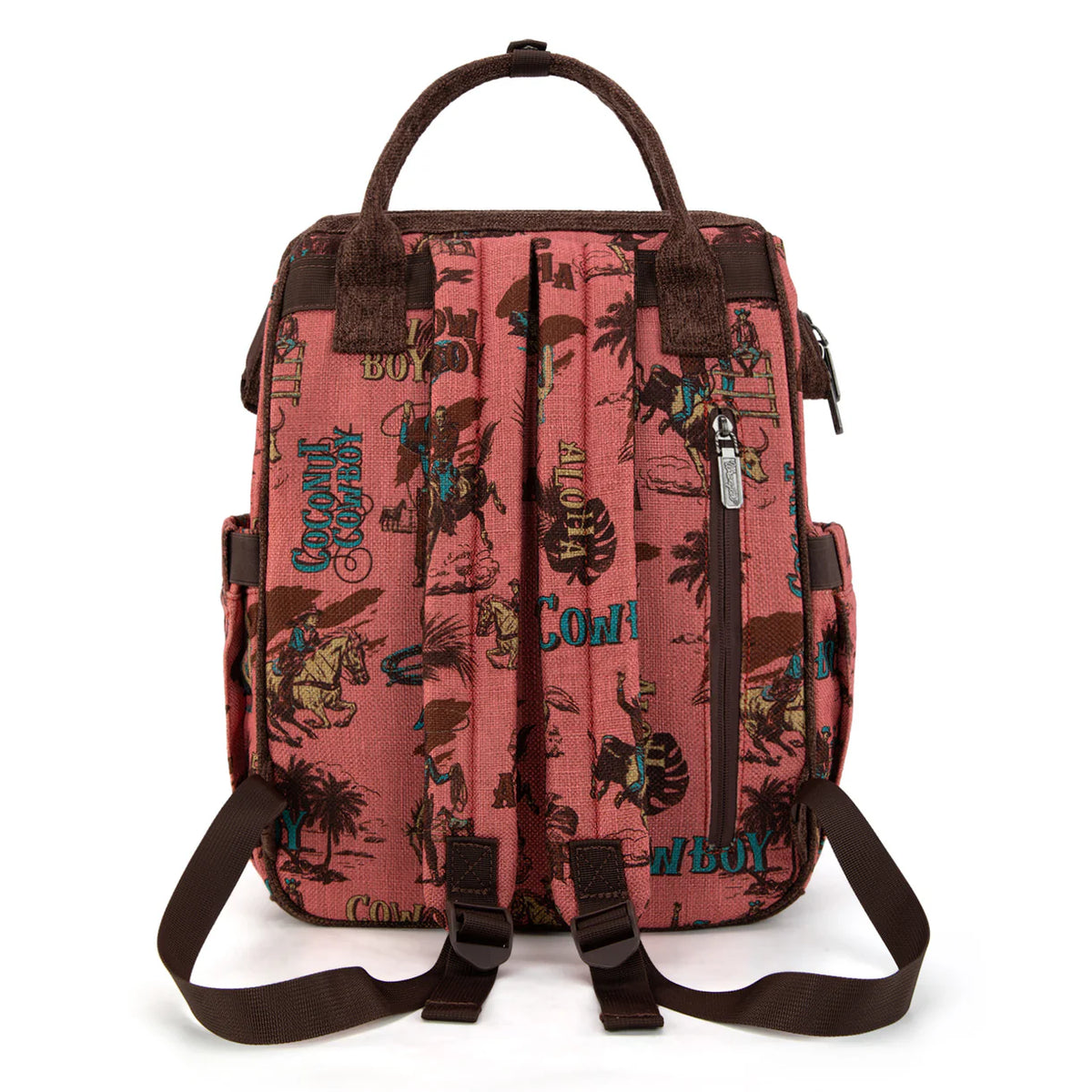 Wrangler Vintage Retro Cowboy Cool Print Backpack Hot Pink