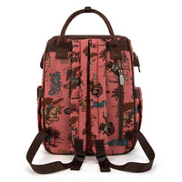 Wrangler Vintage Retro Cowboy Cool Print Backpack Hot Pink