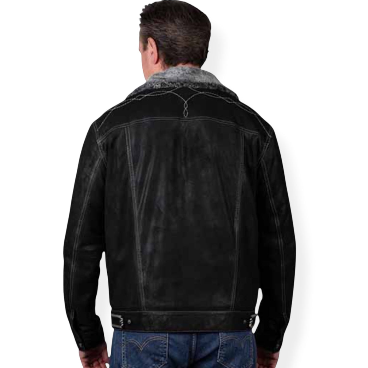 Men’s Scully Shearling- Lined Black Leather Jacket