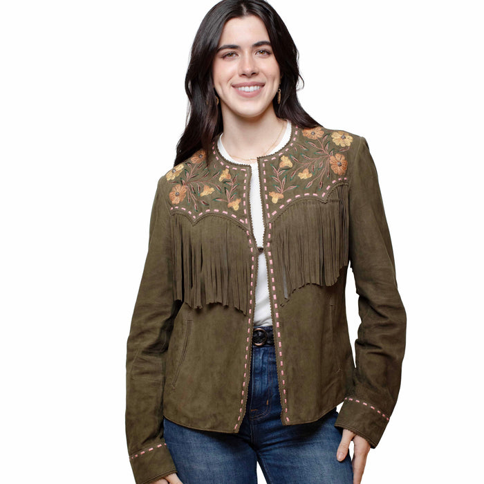 Women’s Scully Embroidered Fringe Goat Suede Jacket