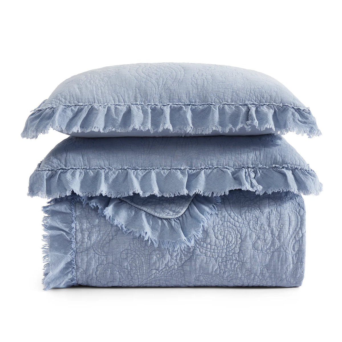 Sadie Stonewashed Paisley Ruffled Lightweight Quilt Set